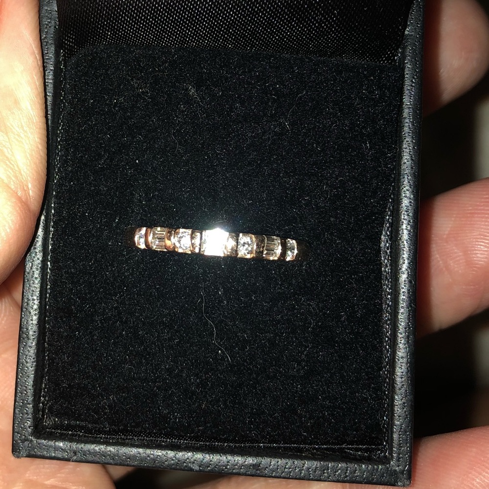 14k rose gold round/baguette natural diamond band